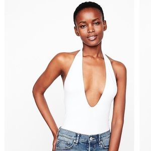 Express deep V-neck halter bodysuit